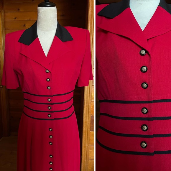 Vintage 1980s Julian Taylor Button Down Shirt Dress Sz 8 - Picture 6 of 7